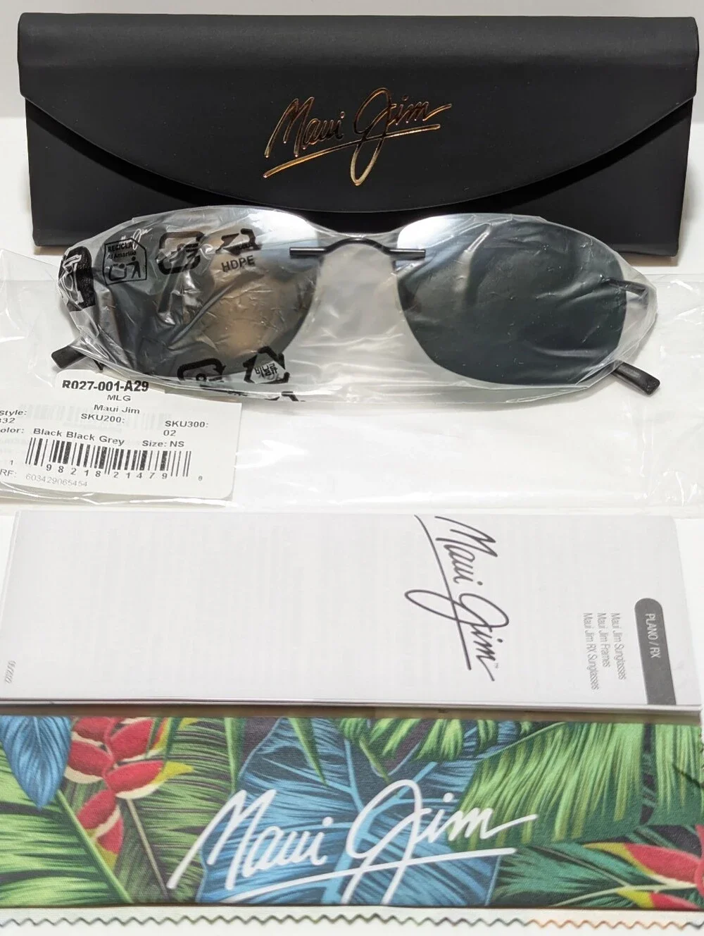 NEW Maui Jim Nanea Gloss Black Polarized Neutral Grey Lens Sunglasses 332-02